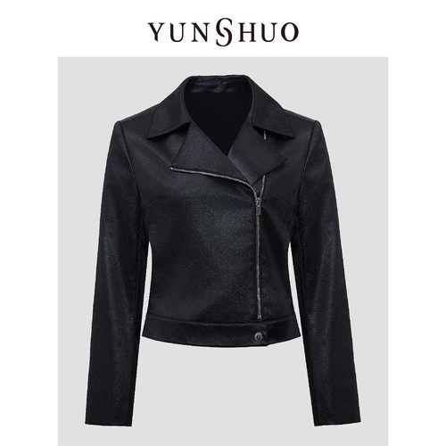 YUNSHUO允硕2024秋季新品时尚百搭显瘦拽酷皮衣外套上衣455459