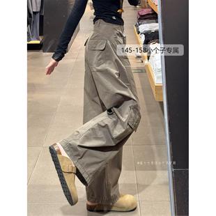 150小矮个子工装裤女款2025新款秋冬高腰美式松弛感弯刀裤九分xs