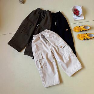 小杰家男童裤子加绒加厚秋冬新款奥粒绒直筒工装裤