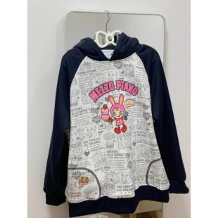 日系童趣mezzopiano秋冬覆古连帽卫衣卡通印花可爱外套宽松上衣