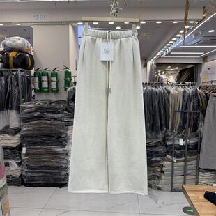 ECHOES OF LOVE9965冬季款高腰显瘦糯米裤加绒直筒休闲拖地长裤女