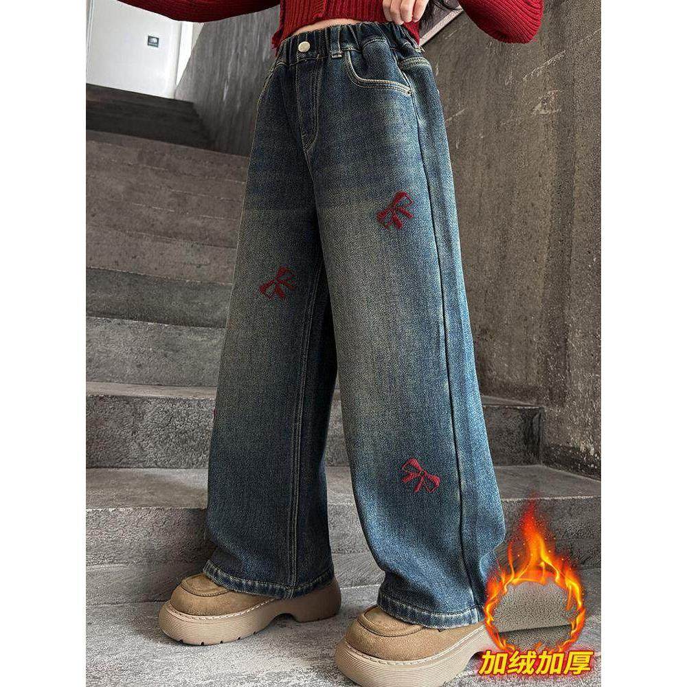 新春秋季女生牛仔裤，女生阔腿裤，直腿裤，中、大号儿童宽松网红,童装/婴儿装/亲子装,儿童牛仔裤,淘宝优惠券,粉丝福利购,淘宝优惠卷