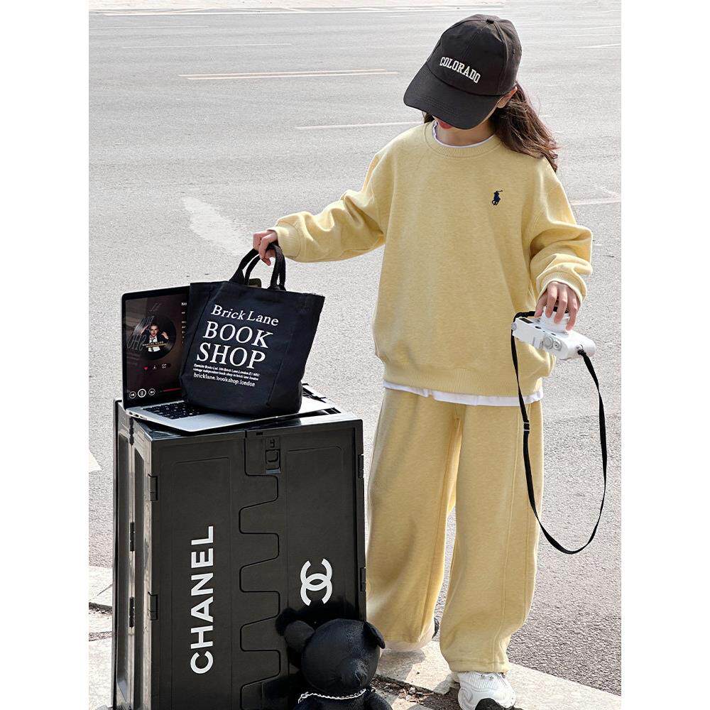 女童春秋卫衣套装2025新款中大儿童休闲运动童装洋气女孩两件套潮