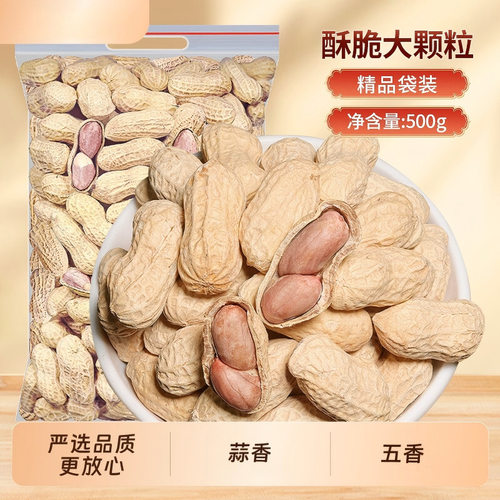 新货龙岩特产零食下酒菜花生蒜香五香多味带壳花生米炒货小零食