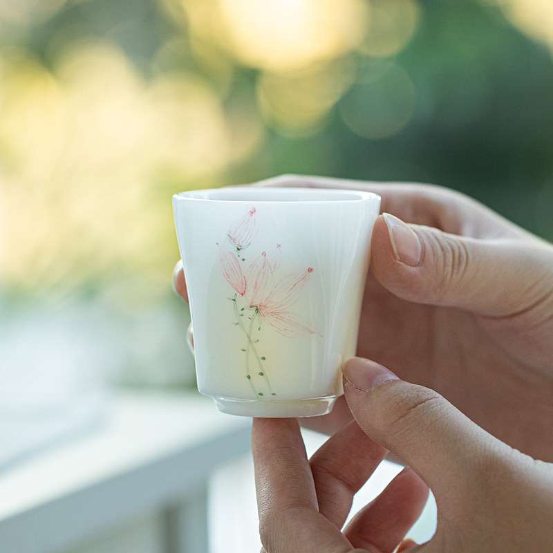 冰种玉瓷手绘小茶杯釉下彩茶具荷花葫芦山水蝴蝶高白瓷品茗杯小杯,餐饮具,茶杯,淘宝优惠券,粉丝福利购,淘宝优惠卷
