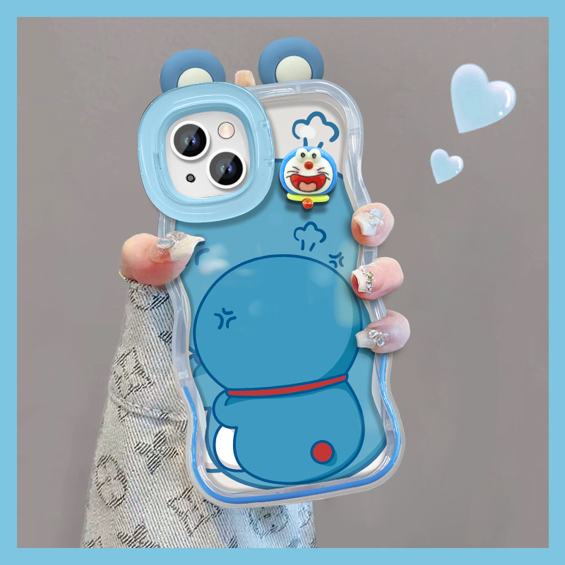 全型号适用于苹果15手机壳vivo华为OPPO小米保护套iphone16板凳双支架新款女镜头全包防摔高级潮可爱哆啦A梦