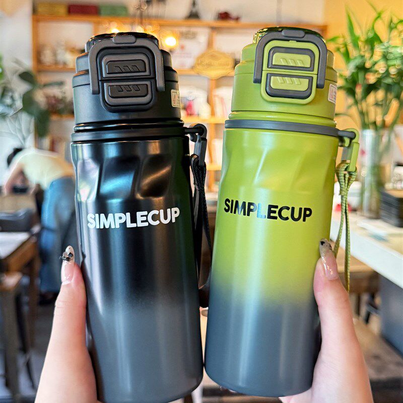 保温杯大容量男生2025新款初高中生运动水杯儿童上学专用吸管杯子