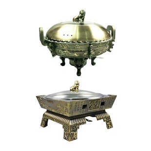 创意青铜鼎餐具火锅酒店加热意境菜盘农家乐特色干锅菜餐具仿古盘