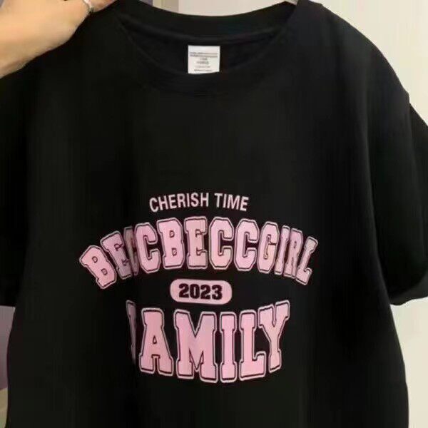 重磅100%纯棉短袖美式复古纯棉黑色T恤女宽松印花港味chic上衣