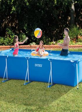 28273儿童管架水池4.5M长方形管支架游泳戏水池户外游泳池