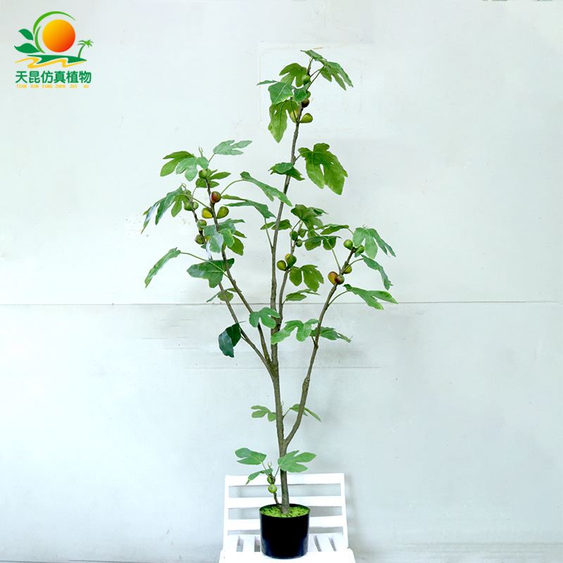 天昆仿真无花果树盆栽 北欧室内绿植物装饰盆栽花艺摆件仿真植物