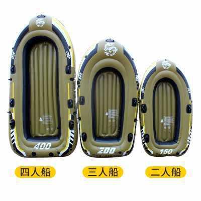 2024年加厚橡皮艇充气钓鱼船单划艇双人耐磨漂流船充气艇电动木船