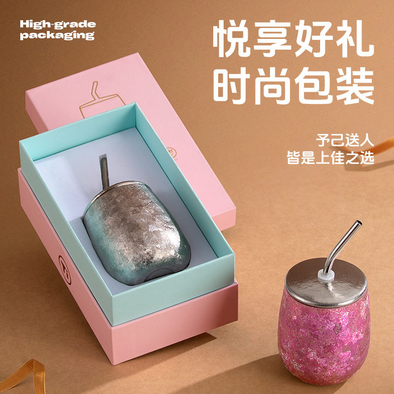 轻奢纯钛蛋杯 双层隔热钛水杯 家用办公泡茶咖啡杯户外随身啤酒杯