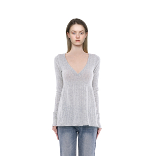 秋冬V领纯欲风百搭设计感针织上衣 BM毛衣女2025新款 许妍同款