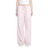 直筒裤 BM休闲裤 新款 阔腿裤 女粉色条纹低腰系带抽绳运动裤 2026夏季