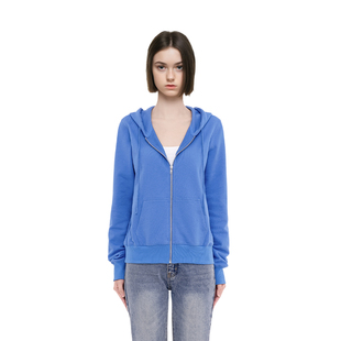 美式 显瘦早秋长袖 复古卫衣外套 纯色连帽拉链短款 BM卫衣女2025新款