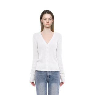 显瘦百搭美式 BM开衫 修身 秋冬V领纯色短款 复古针织外套 女2025新款