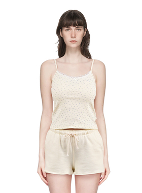 BM吊带上衣女夏季无袖背心纯欲风蕾丝边蝴蝶结性感甜美小个子短款