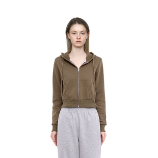 复古休闲百搭纯色外套 秋冬美式 BM卫衣外套女拉链连帽短款 2025新款