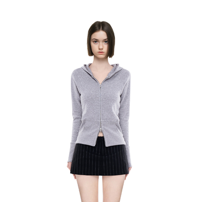 BM卫衣女2026新款秋冬双拉链开衫外套美式复古修身显瘦连帽卫衣