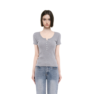BM短袖t恤女2026新款夏季纯色圆领正肩打底衫修身显瘦百搭上衣