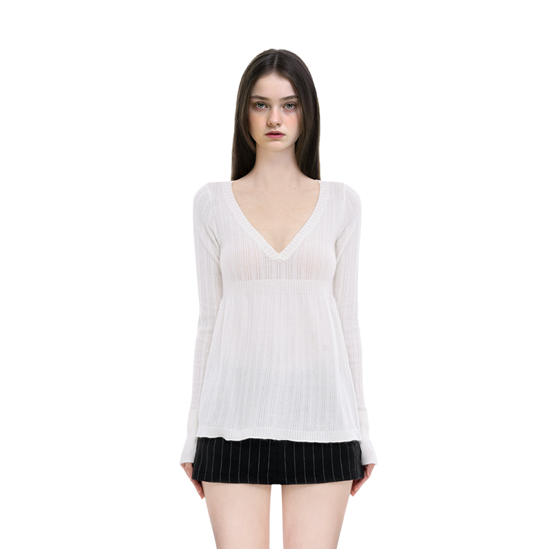 BM毛衣女2025新款秋冬纯色V领宽松针织毛衣百搭显瘦美式套头上衣