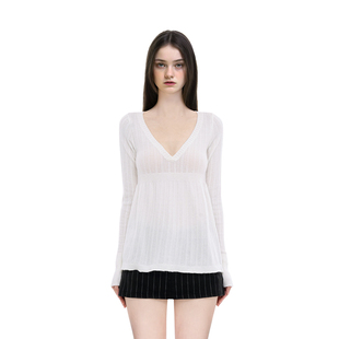 BM毛衣女2025新款 套头上衣 秋冬纯色V领宽松针织毛衣百搭显瘦美式