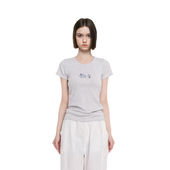 BM短袖 显瘦简约百搭上衣 女孩刺绣圆领正肩t恤修身 女2026新款 夏季