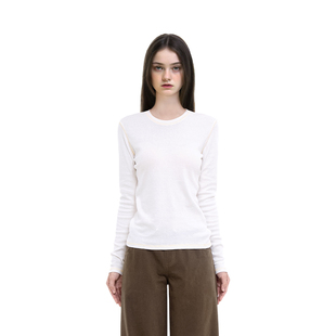 正肩显瘦百搭美式 秋冬圆领内搭打底衫 复古上衣 女2025新款 BM长袖