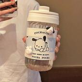 办公室双饮杯子新款 学生水杯女生夏季 高颜值带吸管玻璃杯可携式