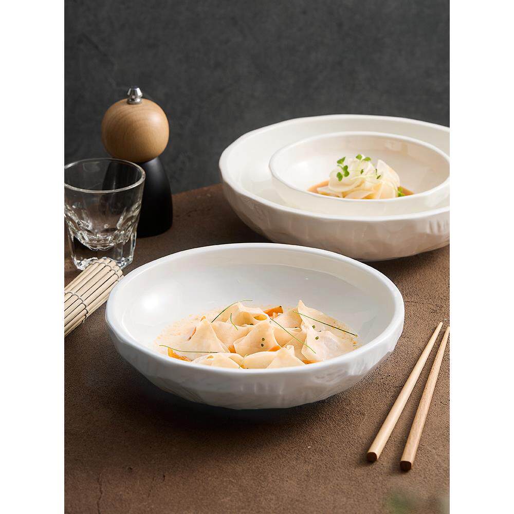 宽口大碗汤碗精致浅口菜碗中式创意个性盆沙拉碗白色酒店饭店餐具