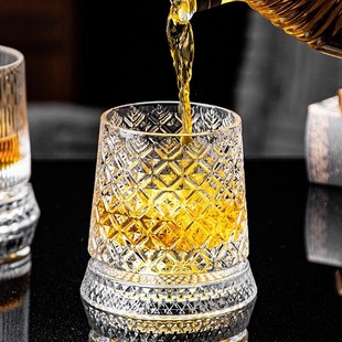 创意轻奢高档旋转威士忌酒杯高级感洋酒杯家用水晶玻璃麦卡伦杯子