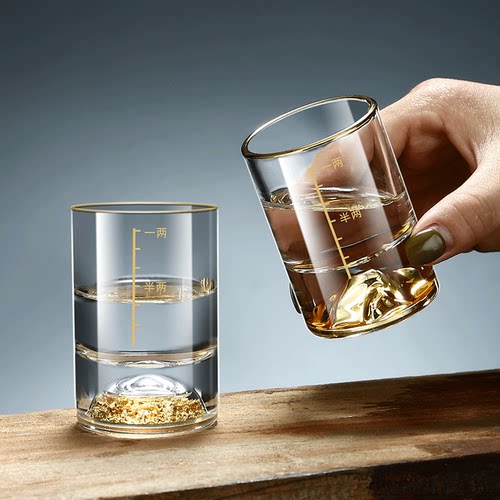 金山二两白酒杯水晶玻璃家用