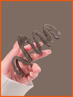 甜酷黑波浪发夹女夏后脑勺大号盘发抓夹鲨鱼夹发卡高级感发饰头饰