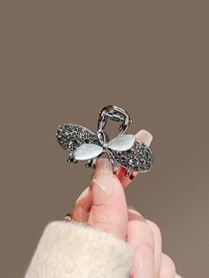 猫眼石蝴蝶结发夹女高级感小号抓夹后脑勺半扎鲨鱼夹气质发卡头饰