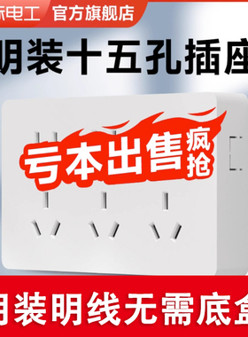 国际电工明装插座多孔插位墙壁扦座十五孔外装明线超薄15孔明线盒