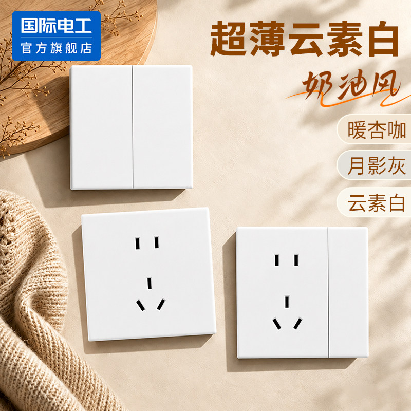 国际电工86型PC超薄白色哑光面板图片