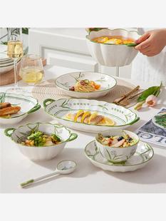 餐具创意乔迁新居碗碟釉下彩碗盘碗筷 陶瓷碗家用米饭碗高颜值中式