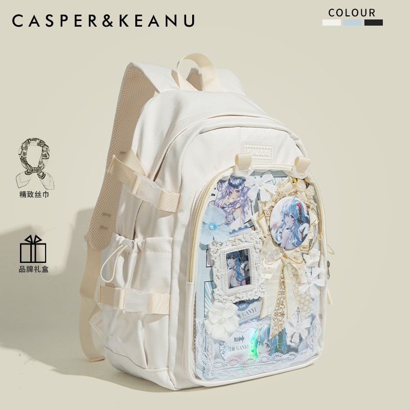 CASPER&KEANU原创日系透明学院风双肩痛包大容量通勤二次元双肩包