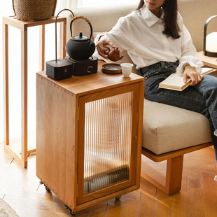 日式沙发茶水边柜小推车边几茶几可移动实木小桌子茶桌家用小茶台