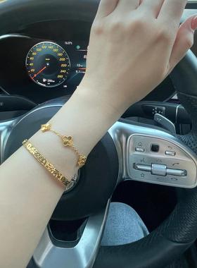 金包银古法传承碎冰冰素圈手镯女
