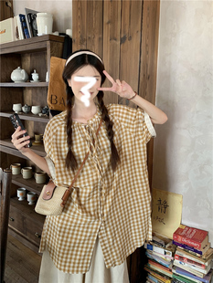 日杂风套装 两件套奶乖 女夏新款 小个子俏皮圆领衬衣搭配直筒阔腿裤