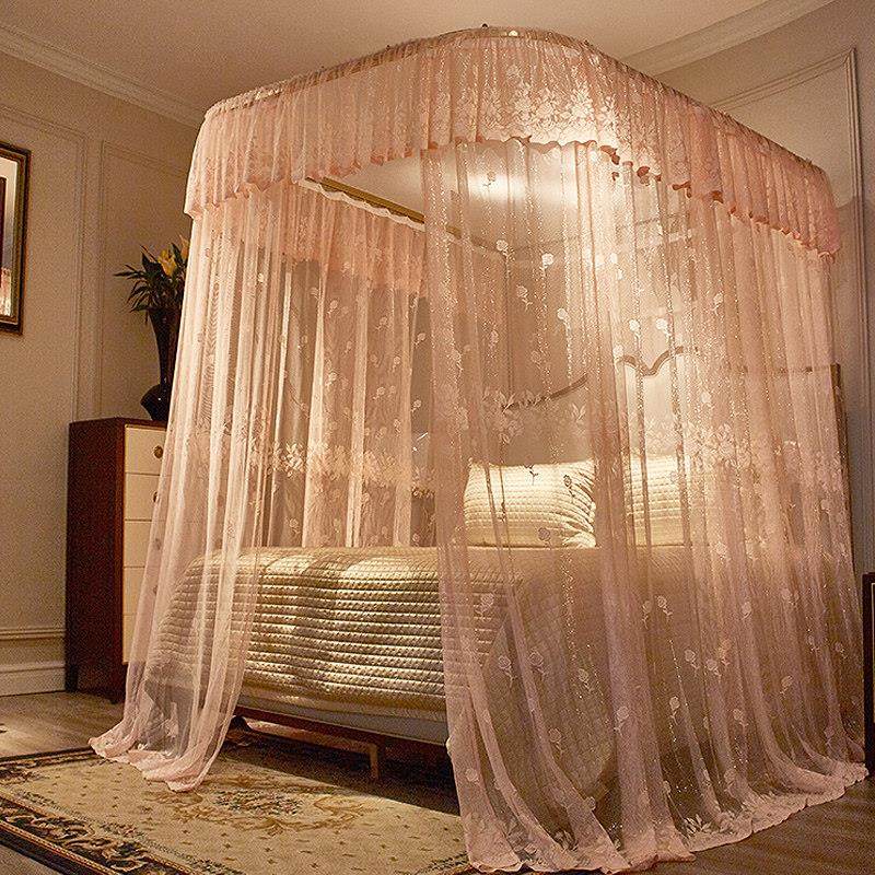 蚊帐家用新款轨道2025u型导轨加密加厚公主高级卧室床幔落地支架