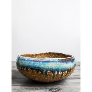 手工粗陶覆古茶洗陶瓷茶具水碗窑水洗废水渣桶笔洗花盆家用大尺寸