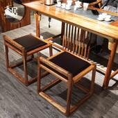 乌金木PU皮茶凳茶空间软装 客厅凳子原木矮凳实木茶几办公室搭配