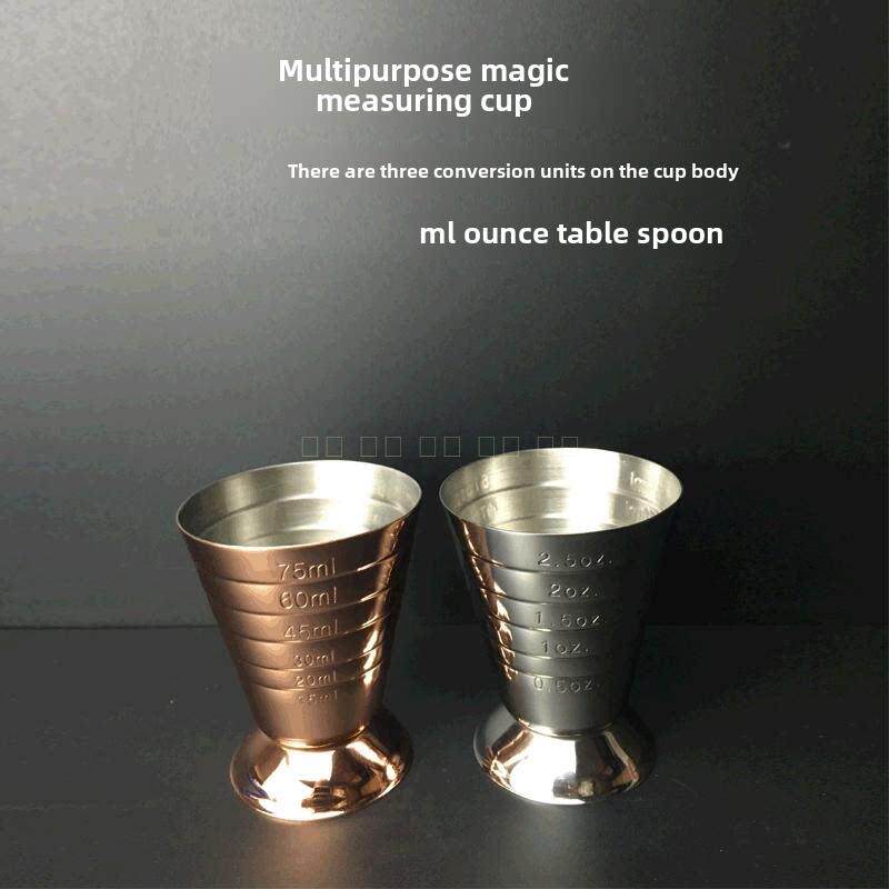 304不锈钢0.5-2.5盎司杯双刻度魔术量杯计量匙毫升杯葡萄酒测量15