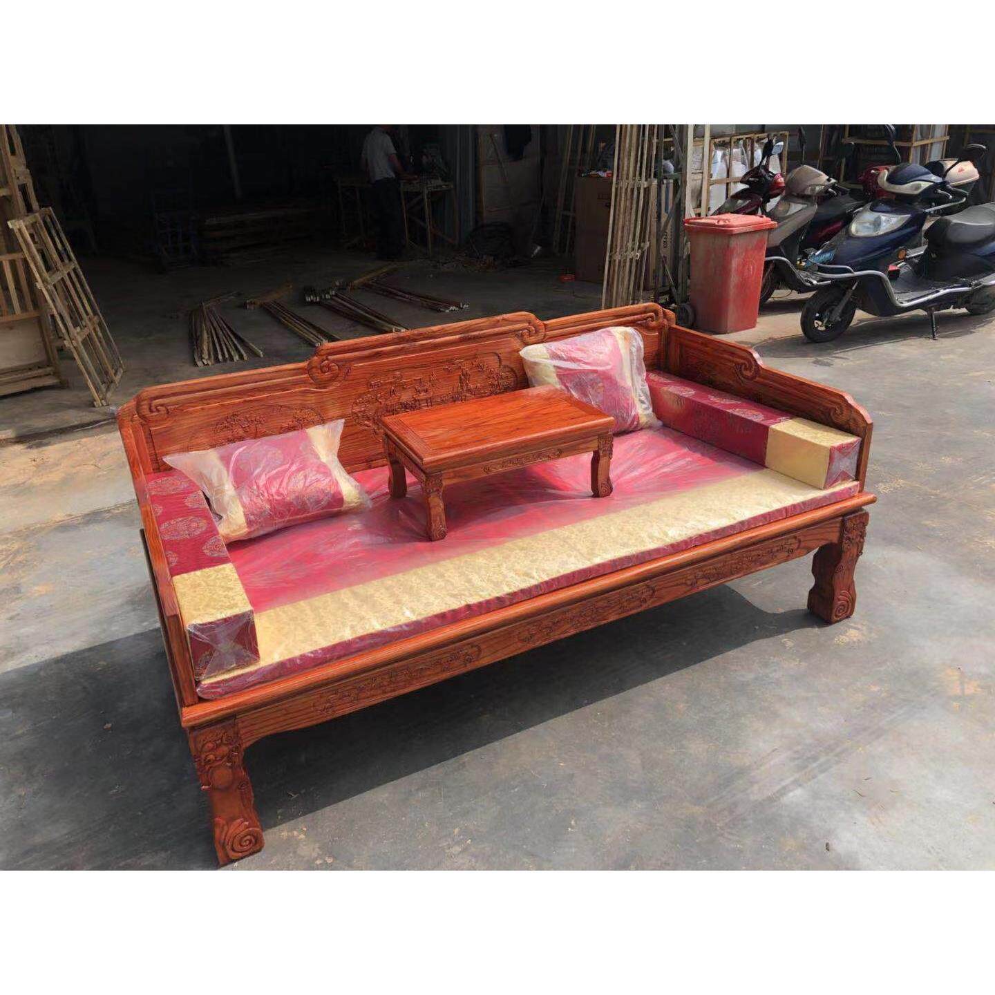 罗汉床菠萝格木中式家俱客厅沙发小户型床垫组合三件套民宿禅意榻