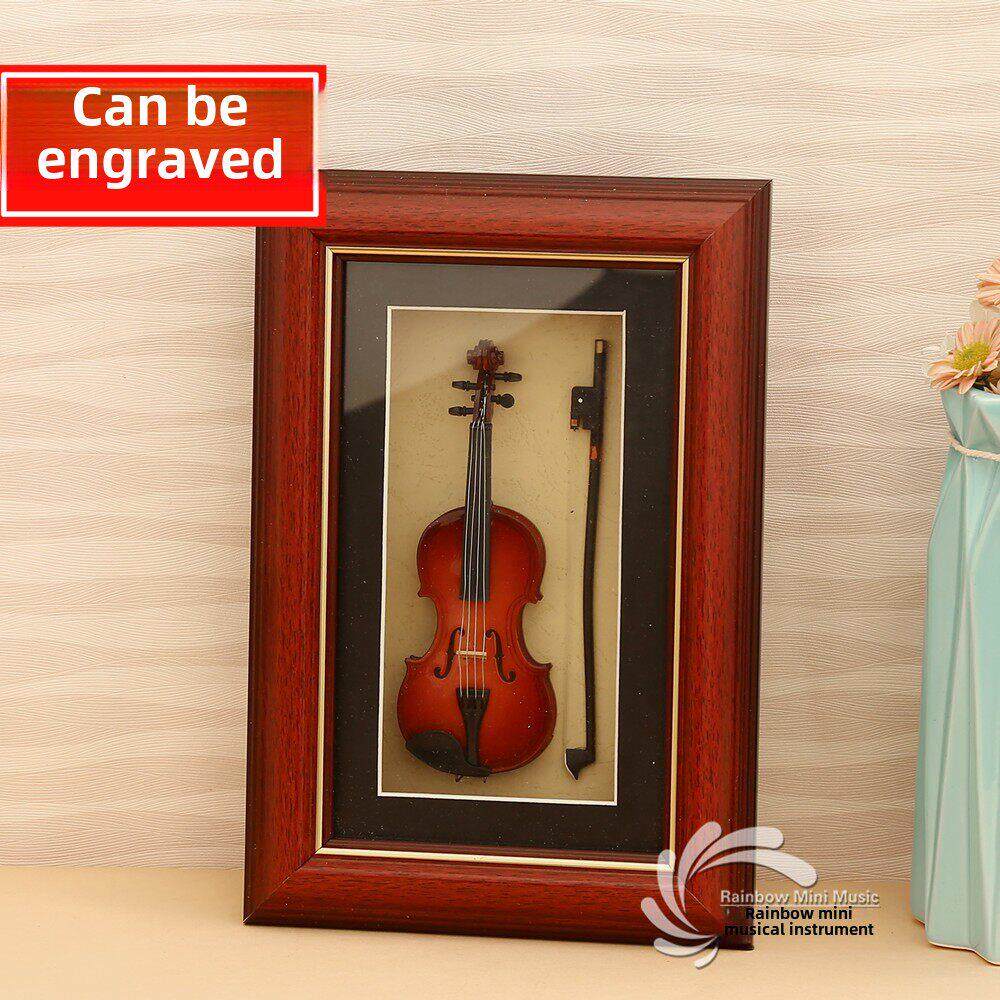 吉他小提琴相框摆台挂墙送男女朋友生日礼物乐器工艺品桌面摆件