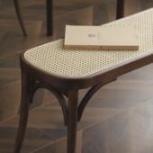 物应实木长凳榉木餐椅藤编网红北欧复古餐椅索耐特中古入户换鞋 凳