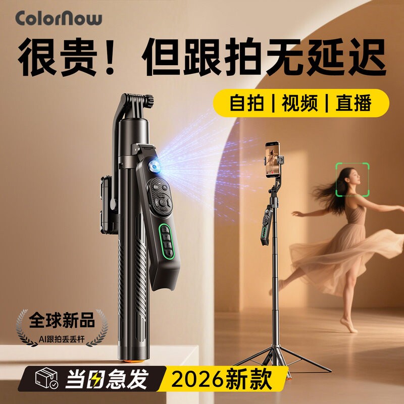 色刻AI C 智能跟拍云台自拍杆2026新款全自动跟拍360度旋
